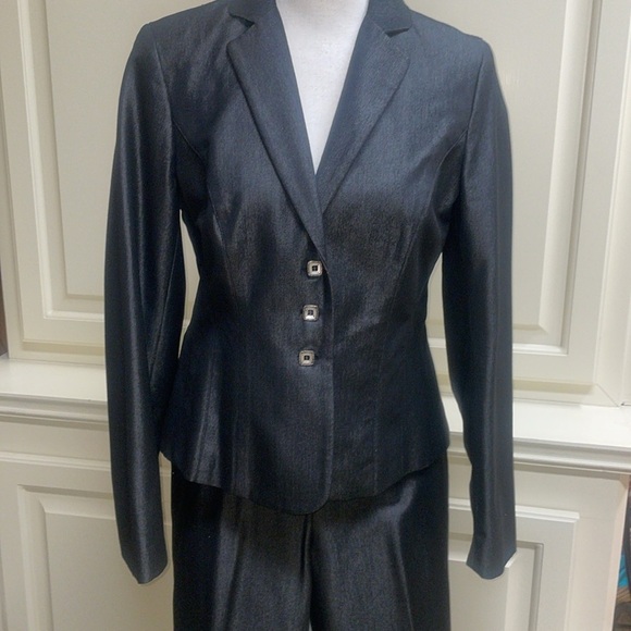 Peace of Cloth 2pc Gray Power Suit in Metallic Graphite Gray Size 6 - Picture 3 of 8
